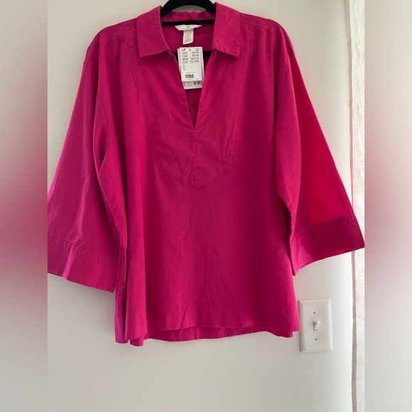 H&M Tops - H&M Pink linen top in size M